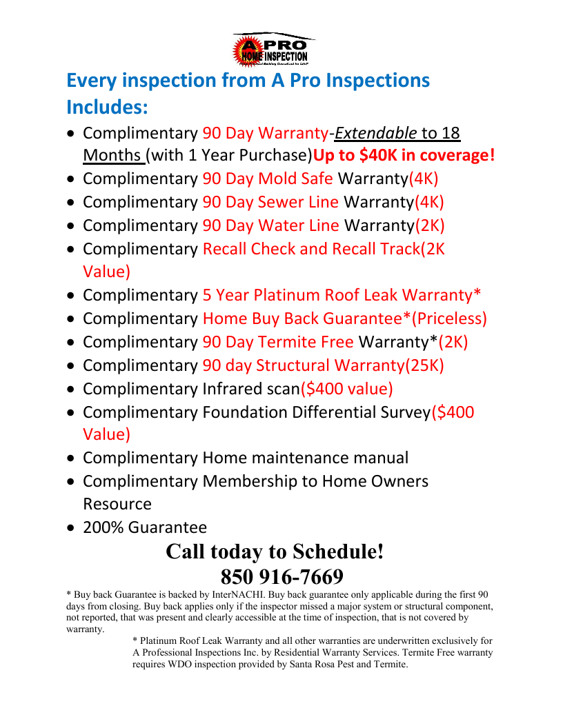Service Includes